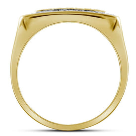 10kt Yellow Gold Men's Round Diamond Square Frame Cluster Ring - Captivating Brilliance  Side View 2 from Splendid Jewellery