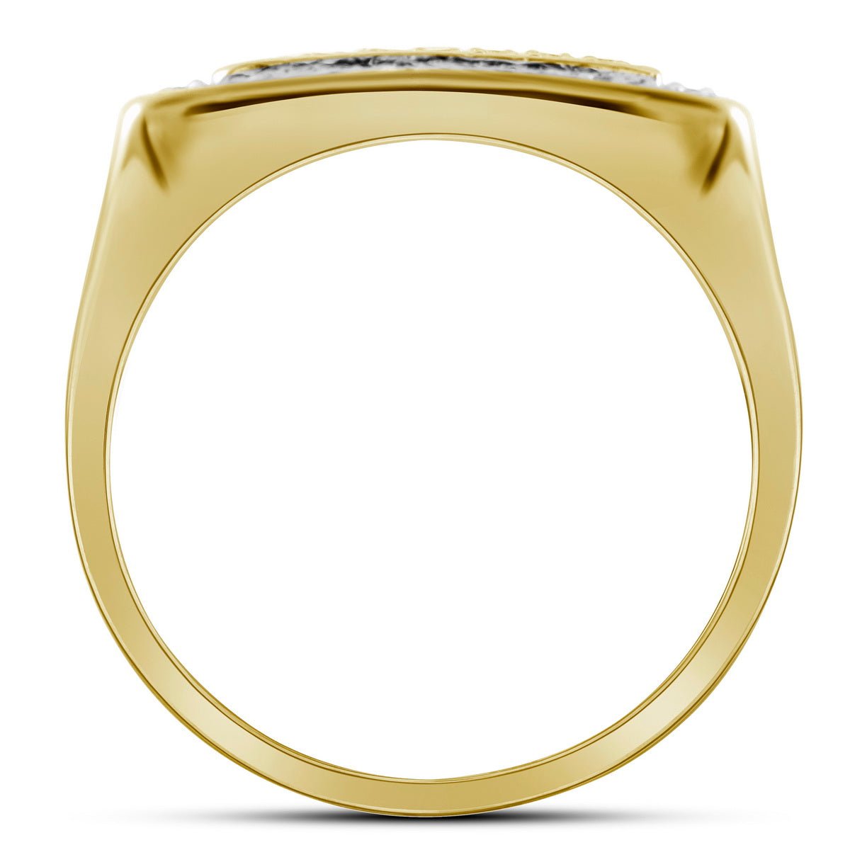 10kt Yellow Gold Men's Round Diamond Square Frame Cluster Ring - Captivating Brilliance - Splendid Jewellery