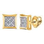 10kt Yellow Gold Men's Round Diamond Square Kite Cluster Earrings - Dazzling Brilliance - Splendid Jewellery