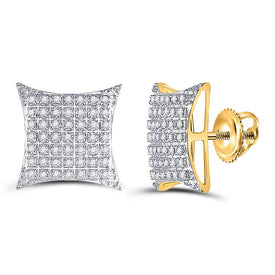 10kt Yellow Gold Men's Round Diamond Square Kite Cluster Stud Earrings 1/3 Cttw | Radiant Brilliance  Top View from Splendid Jewellery