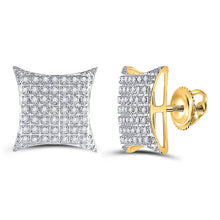 Load image into Gallery viewer, 10kt Yellow Gold Men's Round Diamond Square Kite Cluster Stud Earrings 1/3 Cttw | Radiant Brilliance - Splendid Jewellery