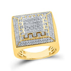 10kt Yellow Gold Mens Round Diamond Square Ring 1 - 3/4 Cttw | Regal Elegance - Splendid Jewellery