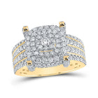 10kt Yellow Gold Mens Round Diamond Square Ring 2 - 3/4 Cttw | Luxurious Gentlemen's Sparkling Jewel - Splendid Jewellery