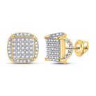 10kt Yellow Gold Men's Round Diamond Square Stud Earrings 1/3 Cttw - Luxurious Brilliance - Splendid Jewellery
