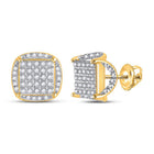 10kt Yellow Gold Men's Round Diamond Square Stud Earrings 1/3 Cttw - Luxurious Brilliance - Splendid Jewellery