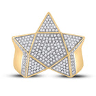 10kt Yellow Gold Men's Round Diamond Star Statement Ring 1 Cttw | Stellar Elegance product Top View from Splendid Jewellery