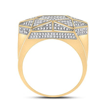Load image into Gallery viewer, 10kt Yellow Gold Men's Round Diamond Star Statement Ring 1 Cttw | Stellar Elegance - Splendid Jewellery