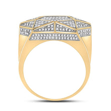 Load image into Gallery viewer, 10kt Yellow Gold Men&#39;s Round Diamond Star Statement Ring 1 Cttw | Stellar Elegance product Side View from Splendid Jewellery