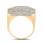10kt Yellow Gold Men's Round Diamond Star Statement Ring 1 Cttw | Stellar Elegance product Side View from Splendid Jewellery