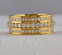 Load image into Gallery viewer, 10kt Yellow Gold Mens Round Diamond Statement Band Ring 3 Cttw | Splendid Jewellery product Top View from Splendid Jewellery