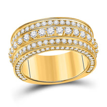 Load image into Gallery viewer, 10kt Yellow Gold Mens Round Diamond Statement Band Ring 3 Cttw | Splendid Jewellery product  Top View from Splendid Jewellery