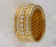Load image into Gallery viewer, 10kt Yellow Gold Mens Round Diamond Statement Band Ring 3 Cttw | Splendid Jewellery product Side View 2 from Splendid Jewellery