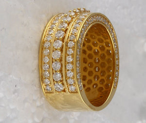 10kt Yellow Gold Mens Round Diamond Statement Band Ring 3 Cttw | Splendid Jewellery - Splendid Jewellery