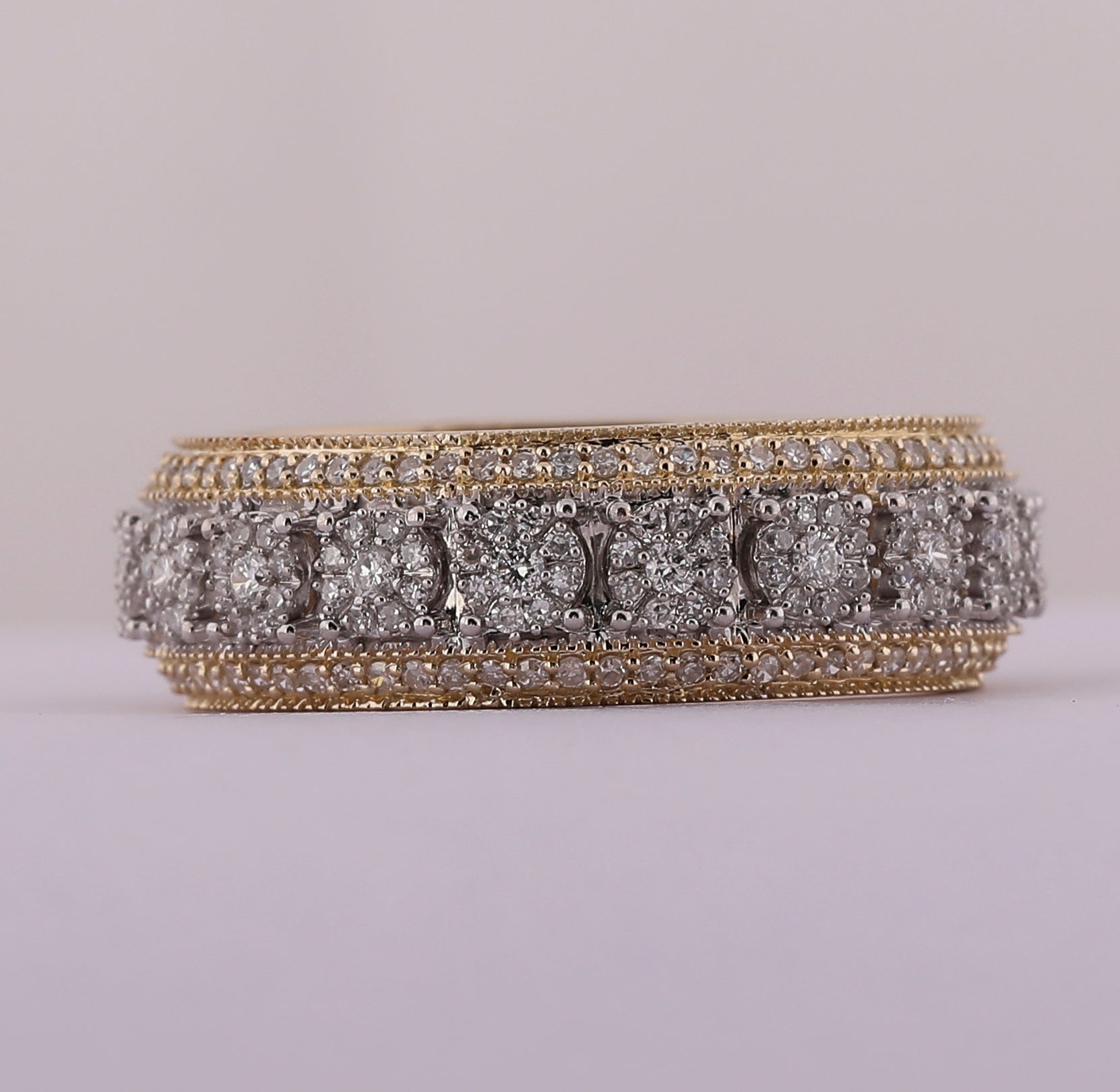 10kt Yellow Gold Men's Round Diamond Statement Cluster Band Ring - 1 - 1/4 Cttw | Splendid Jewellery - Splendid Jewellery
