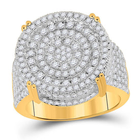 10kt Yellow Gold Men's Round Diamond Statement Cluster Ring - 1 - 7/8 Cttw - Splendid Jewellery