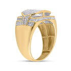 10kt Yellow Gold Men's Round Diamond Statement Fashion Ring - 3/4 Cttw | Splendid Jewellery product Side View from Splendid Jewellery