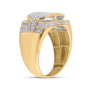 10kt Yellow Gold Men's Round Diamond Statement Fashion Ring - 3/4 Cttw | Splendid Jewellery - Splendid Jewellery