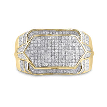 Load image into Gallery viewer, 10kt Yellow Gold Men&#39;s Round Diamond Statement Fashion Ring - 3/4 Cttw | Splendid Jewellery product Top View from Splendid Jewellery