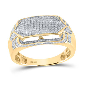 10kt Yellow Gold Men's Round Diamond Statement Fashion Ring - 3/4 Cttw | Splendid Jewellery product  Top View from Splendid Jewellery
