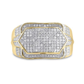 10kt Yellow Gold Men's Round Diamond Statement Fashion Ring - 3/4 Cttw | Splendid Jewellery - Splendid Jewellery