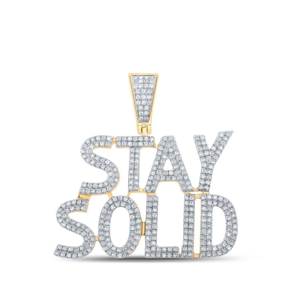 10kt Yellow Gold Men's Round Diamond Stay Solid Charm Pendant - 1 Cttw - Splendid Jewellery