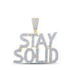10kt Yellow Gold Men's Round Diamond Stay Solid Charm Pendant - 1 Cttw - Splendid Jewellery
