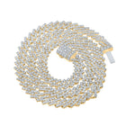 10kt Yellow Gold Mens Round Diamond Straight Cuban 18 - inch Link Chain Necklace - Exquisite Brilliance - Splendid Jewellery
