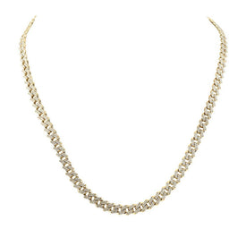 10kt Yellow Gold Men's Round Diamond Straight Cuban Link Chain Necklace - 5 Cttw | Splendid Jewellery - Splendid Jewellery