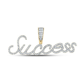 10kt Yellow Gold Men's Round Diamond Success Charm Pendant - 1/2 Cttw | Splendid Jewellery - Splendid Jewellery