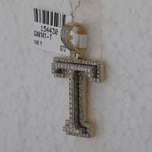 Load image into Gallery viewer, 10kt Yellow Gold Men's Round Diamond T Initial Letter Charm Pendant - 1 - 1/2 Cttw - Splendid Jewellery
