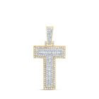 10kt Yellow Gold Men's Round Diamond T Initial Letter Charm Pendant 5/8 Cttw - Luxurious Diamond Accent Pendant for Men by Splendid Jewellery - Splendid Jewellery