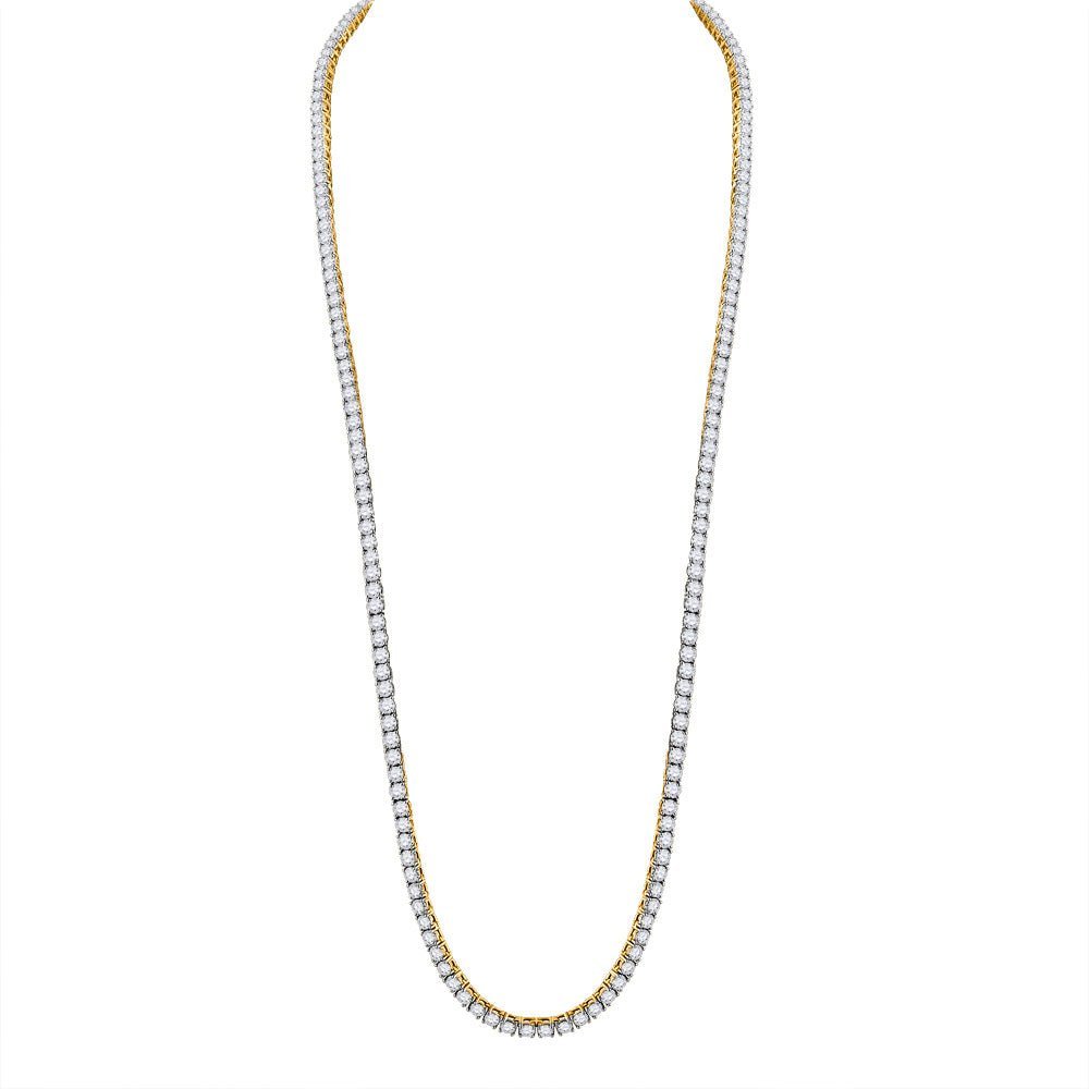10kt Yellow Gold Men's Round Diamond Tennis Chain Necklace - 25 - 3/8 Cttw - Splendid Jewellery