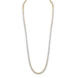 10kt Yellow Gold Men's Round Diamond Tennis Chain Necklace - 25 - 3/8 Cttw - Splendid Jewellery