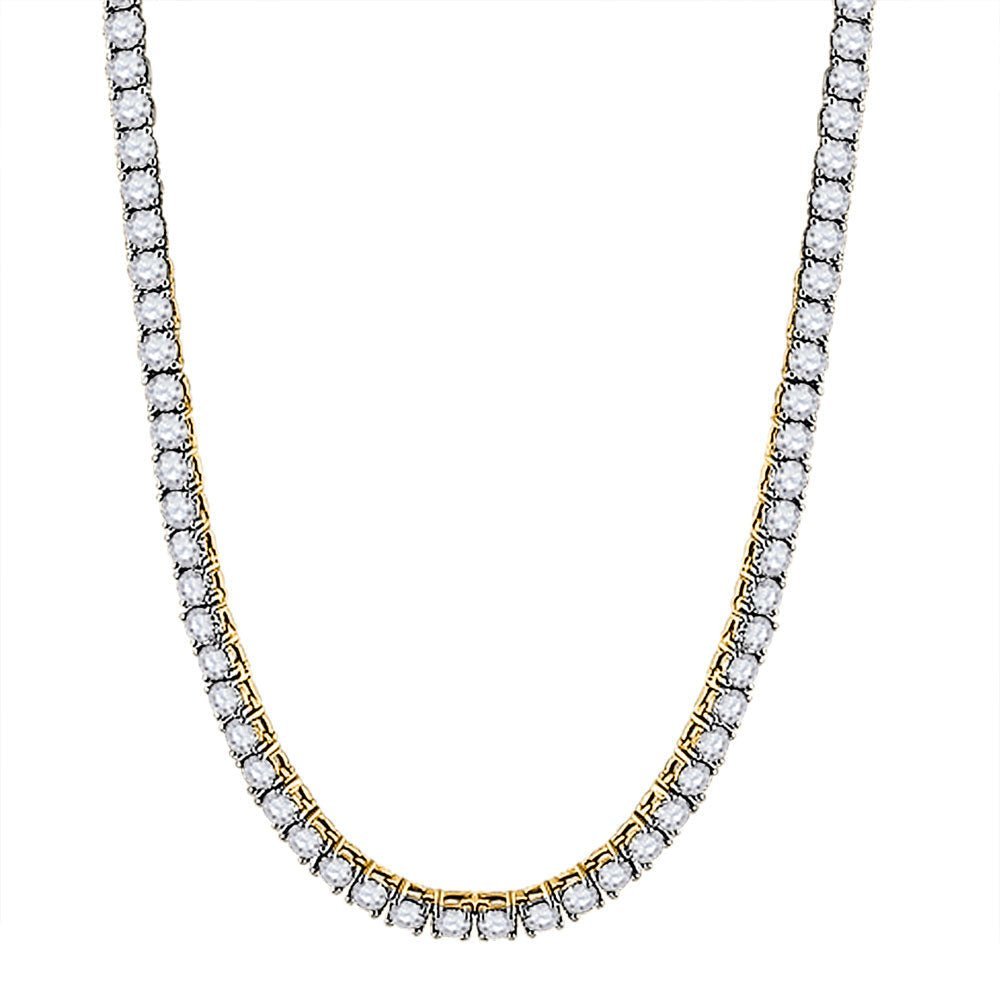 10kt Yellow Gold Men's Round Diamond Tennis Chain Necklace - 25 - 3/8 Cttw - Splendid Jewellery