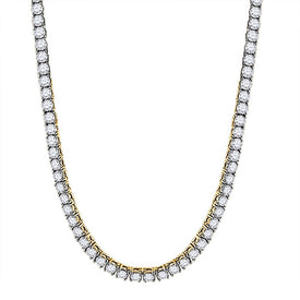 10kt Yellow Gold Men's Round Diamond Tennis Chain Necklace - 25 - 3/8 Cttw - Splendid Jewellery