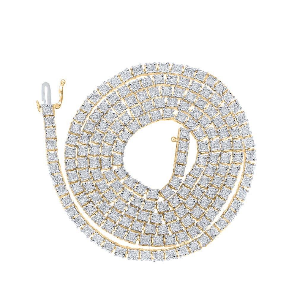 10kt Yellow Gold Men's Round Diamond Tennis Chain Necklace - 3 - 3/4 Cttw - Splendid Jewellery