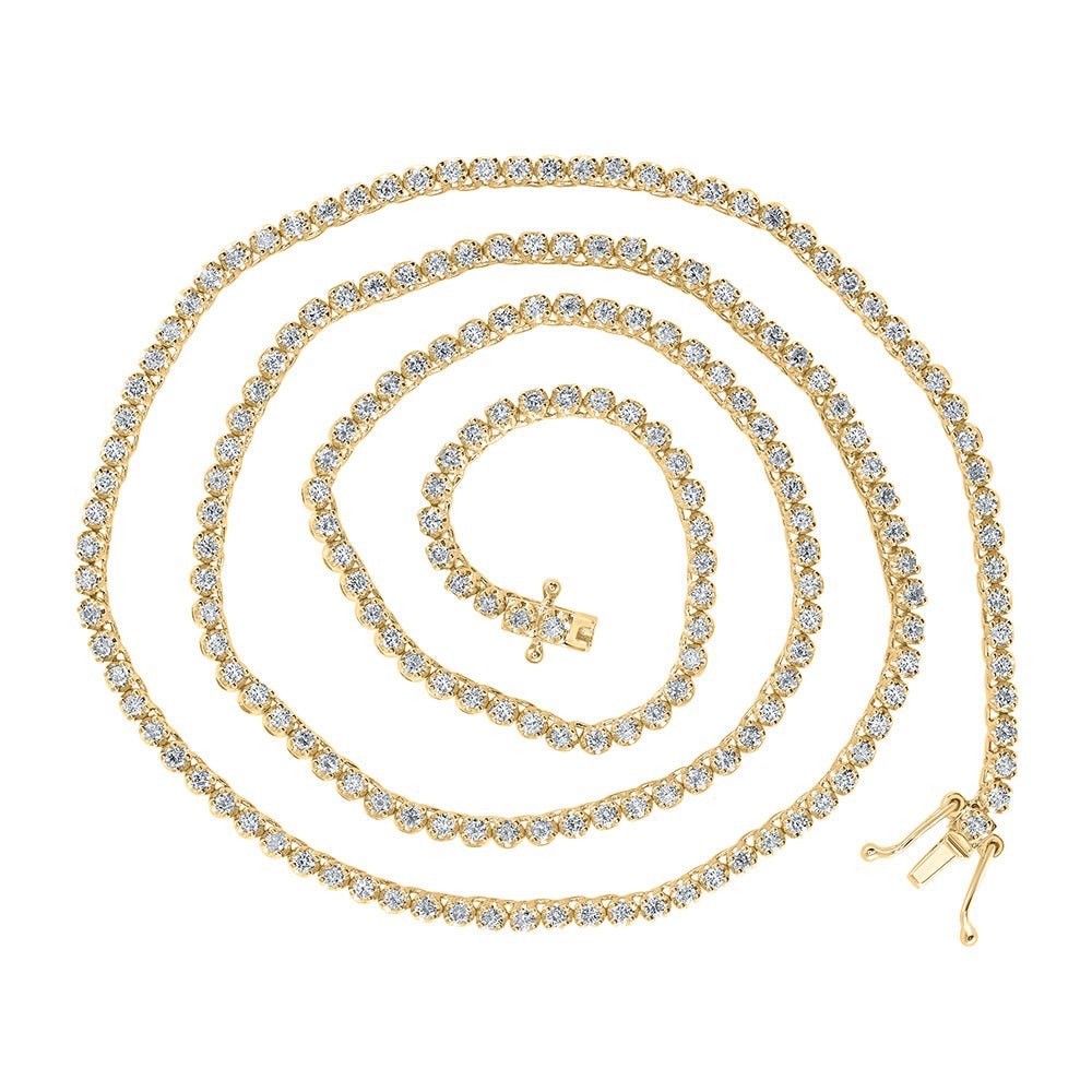 10kt Yellow Gold Men's Round Diamond Tennis Chain Necklace - Stunning Brilliance - Splendid Jewellery