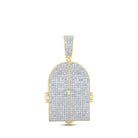 10kt Yellow Gold Men's Round Diamond Tomb Doors Memory Charm Pendant 3 - 3/4 Cttw - Splendid Jewellery