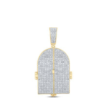 Load image into Gallery viewer, 10kt Yellow Gold Men's Round Diamond Tomb Doors Memory Charm Pendant 3 - 3/4 Cttw - Splendid Jewellery