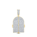 10kt Yellow Gold Men's Round Diamond Tomb Doors Memory Charm Pendant 3 - 3/4 Cttw - Splendid Jewellery