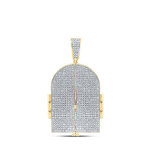 Load image into Gallery viewer, 10kt Yellow Gold Men's Round Diamond Tomb Doors Memory Charm Pendant - 7 Cttw - Splendid Jewellery