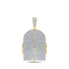 10kt Yellow Gold Men's Round Diamond Tomb Doors Memory Charm Pendant - 7 Cttw - Splendid Jewellery