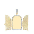 10kt Yellow Gold Men's Round Diamond Tomb Doors Memory Charm Pendant - 7 Cttw - Splendid Jewellery