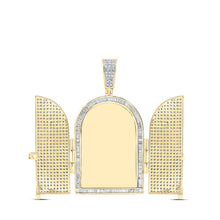 Load image into Gallery viewer, 10kt Yellow Gold Men's Round Diamond Tomb Doors Memory Charm Pendant - 7 Cttw - Splendid Jewellery