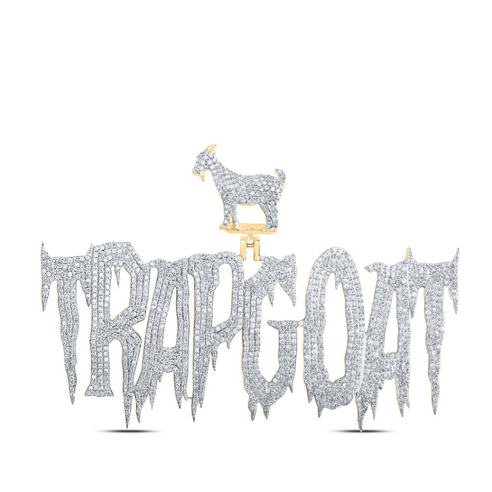 10kt Yellow Gold Men's Round Diamond TRAP GOAT Charm Pendant - 4 - 3/4 Cttw | Splendid Jewellery - Splendid Jewellery