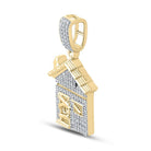 10kt Yellow Gold Men's Round Diamond Trap House Charm Pendant - 1/2 Cttw | Splendid Jewellery - Splendid Jewellery