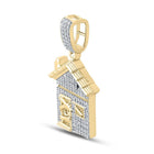 10kt Yellow Gold Men's Round Diamond Trap House Charm Pendant - 1/2 Cttw | Splendid Jewellery - Splendid Jewellery
