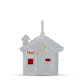 10kt Yellow Gold Men's Round Diamond Trap House Charm Pendant - 14 Cttw | Splendid Jewellery - Splendid Jewellery