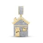 10kt Yellow Gold Men's Round Diamond Trap House Charm Pendant - 3/4 Cttw - Splendid Jewellery