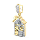10kt Yellow Gold Men's Round Diamond Trap House Charm Pendant - 3/4 Cttw - Splendid Jewellery